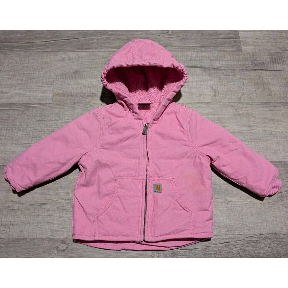 Carhartt Pink Sherpa 18 Months Canvas Jacket Kids Girl’s Hooded READ